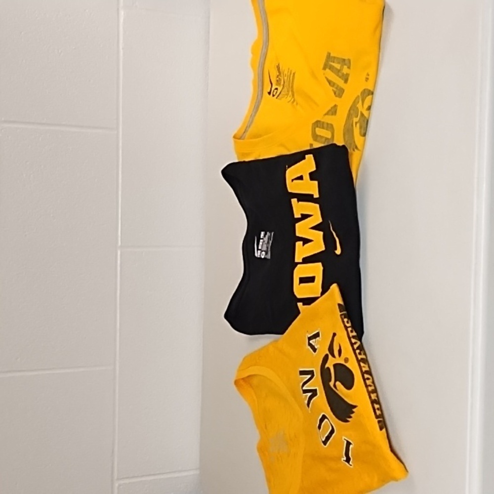 3 College Iowa Hawkeye Tee shirts 2 Short Sleeve, 1- 3/4 Sleeve